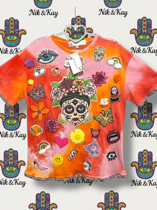 Orange tie-dye T-shirt