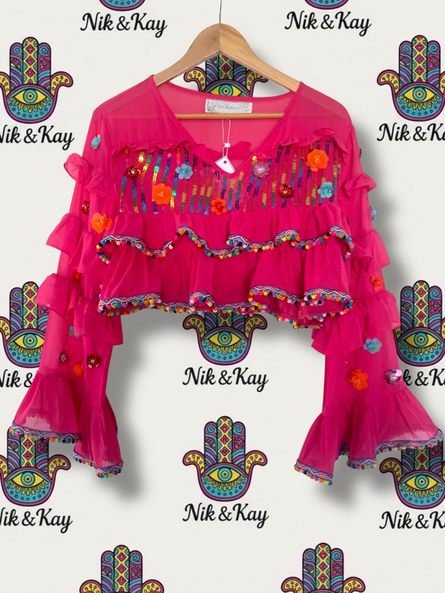 Pink Frill Sleeve Top